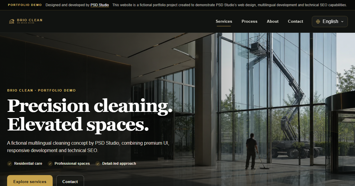 Brio Clean premium multilingual website