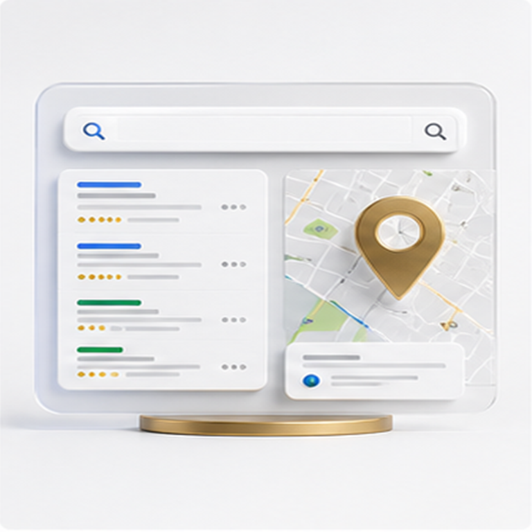 Google search results and map visibility interface