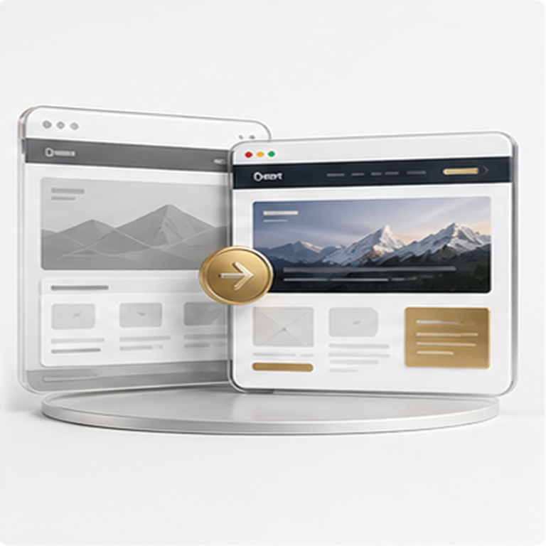 Before and after website renewal interface